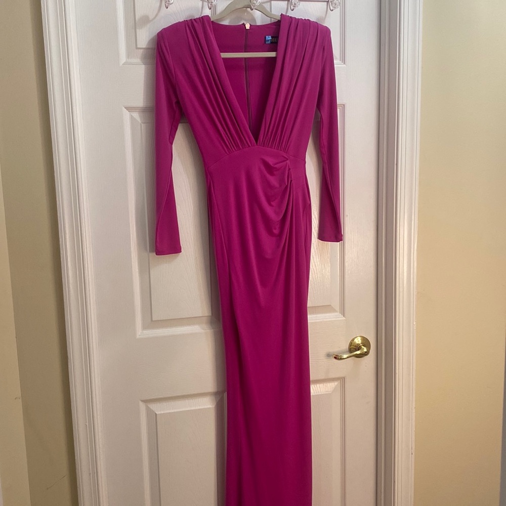 long pink dress with slit